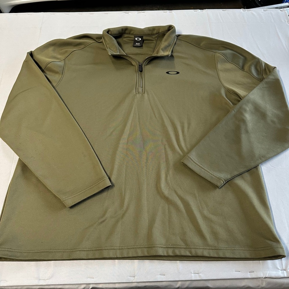 Oakley Mens XXL Quarter Zip Pullover Olive Green Athletic‎ Mock Neck Regular Fit